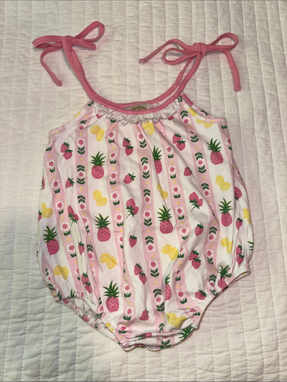 EUC TBBC Pink Strawberry and Pineapple Bubble Size 2T